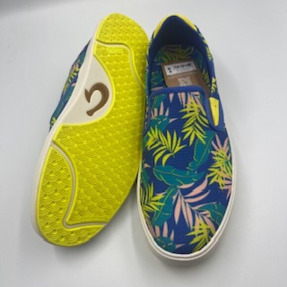 NEW Olukai Blue Aloha Floral Mens Sneakers Size 10 Lae’ahi Pa’L Slip On shoes - Picture 11 of 11